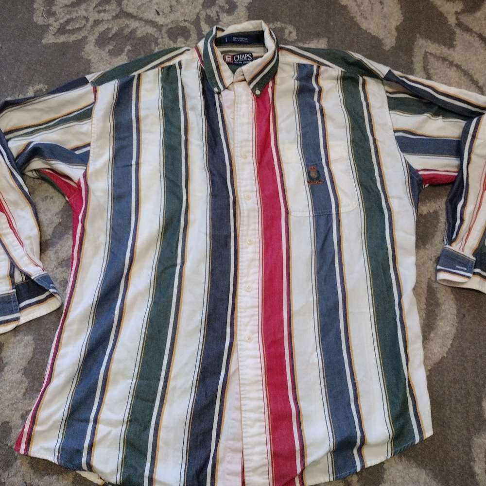 Vintage Chaps Ralph Lauren Multicolor Striped Button Down Shirt